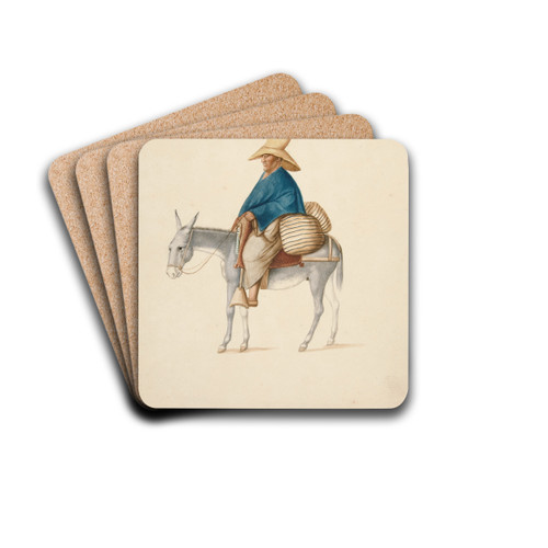 Man on Mule with Loaded Saddlebacks by Francisco Fierro Drink Coasters - set of 4