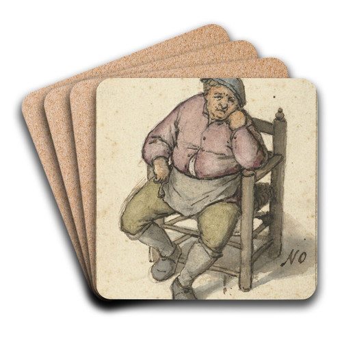 Seated Man with a Pipe by Adriaen van Ostade Art Drink Coaster set Seated Man with a Pipe by Adriaen van Ostade Art Drink Coaster set