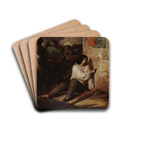 pisode de la rvolution de 1848 by Antoine Johannot Drink Coasters - set of 4 pisode de la rvolution de 1848 by Antoine Johannot Drink Coasters - set of 4