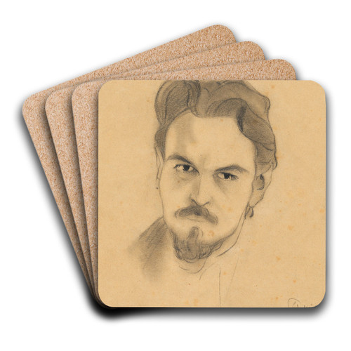 Portrtstudie Anton Peschka by Egon Schiele Art Drink Coaster set
