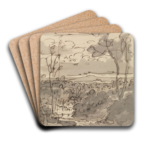 Trees and Hilly Landscape by Joseph Farington Art Drink Coaster set