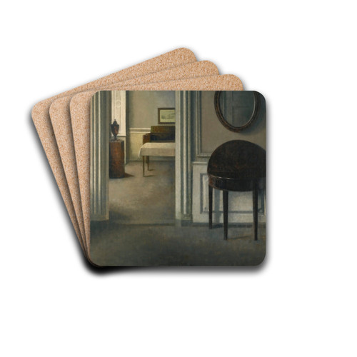 Interior With A Mirror by Vilhelm Hammershi Drink Coasters - set of 4