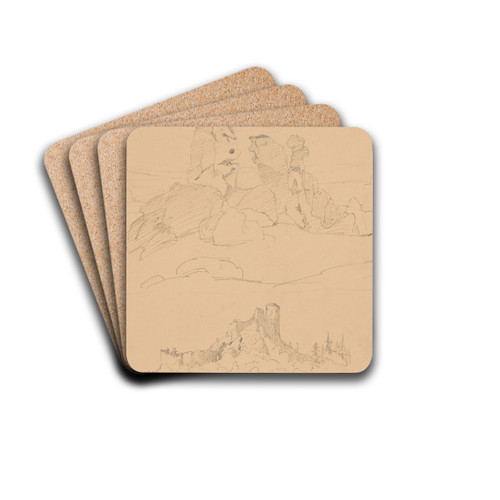 Sketch of limestone outliers (near the Ogrodzieniec Castle) by Jzef Simmler Drink Coasters - set of 4 Sketch of limestone outliers (near the Ogrodzieniec Castle) by Jzef Simmler Drink Coasters - set of 4