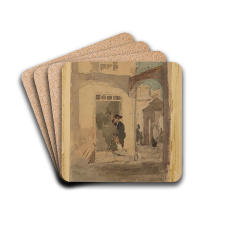 Beadle knocking at the door by Julian Falat Drink Coasters - set of 4
