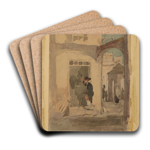 Beadle knocking at the door by Julian Falat Art Drink Coaster set