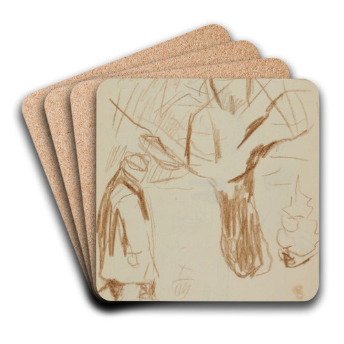 Untitled 5 by Edvard Munch Art Drink Coaster set
