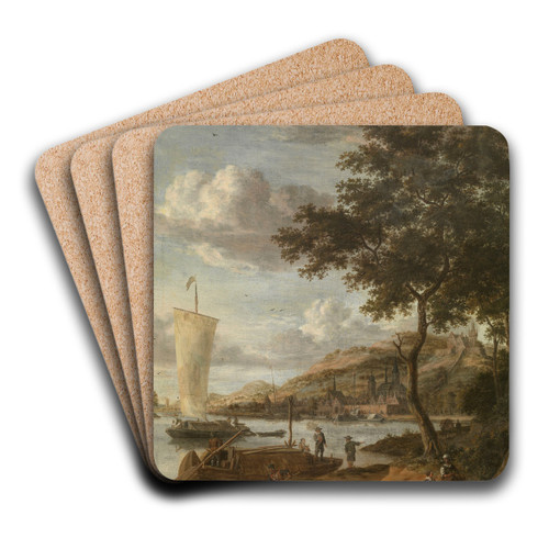 View of the Necker by Jacobus Storck Art Drink Coaster set View of the Necker by Jacobus Storck Art Drink Coaster set