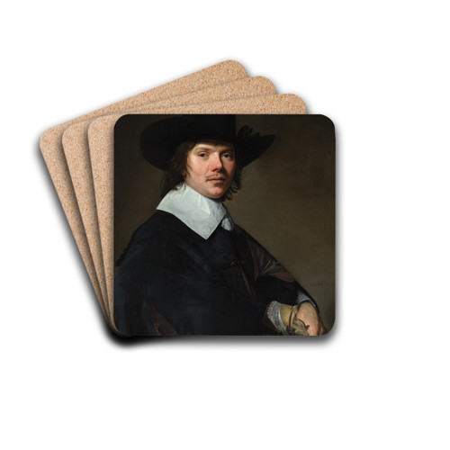 Portrait of a Man by Johannes Cornelisz Verspronck Drink Coasters - set of 4