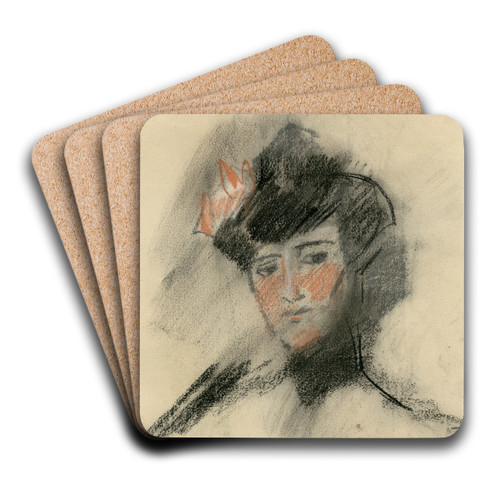 Hoofd van jonge vrouw by Isaac Israls Art Drink Coaster set
