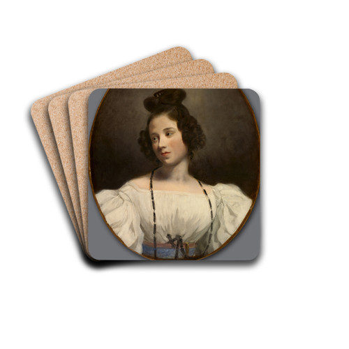 Mlle. Alexandrine-Julie de la Boutraye by Eugne Delacroix Drink Coasters - set of 4 Mlle. Alexandrine-Julie de la Boutraye by Eugne Delacroix Drink Coasters - set of 4