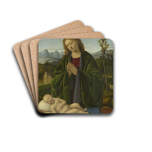 Madonna Adoring the Child by Marco Basaiti Drink Coasters - set of 4