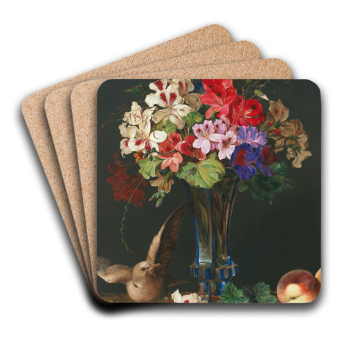 Stilleben mit Blumen in Vase by Ferdinand Kss Art Drink Coaster set
