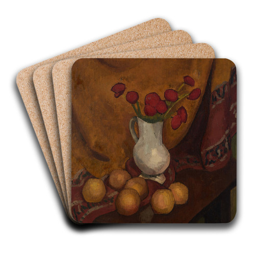 Vase de coquelicots by Roger de La Fresnaye Art Drink Coaster set Vase de coquelicots by Roger de La Fresnaye Art Drink Coaster set