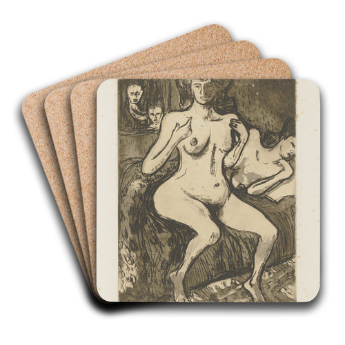 Zwei Schwestern by Ernst Ludwig Kirchner Art Drink Coaster set
