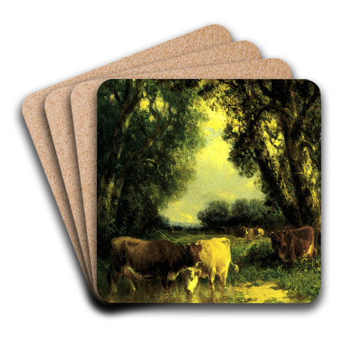 A Quiet Nook by William M. Hart Art Drink Coaster set