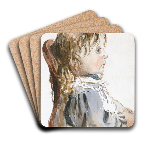 Girl in a Pinafore by David Cox Art Drink Coaster set