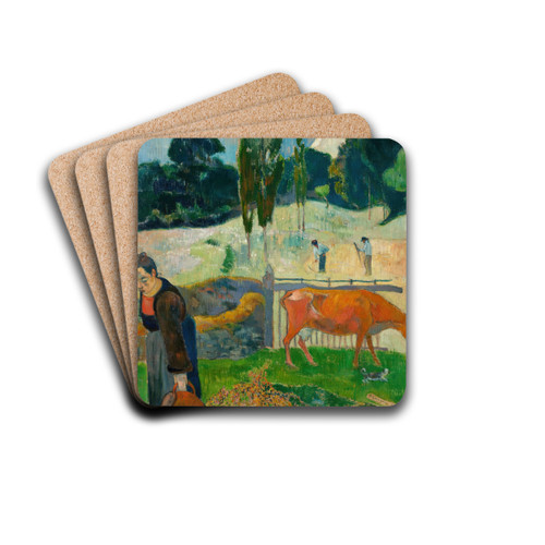 The Red Cow by Paul Gauguin Drink Coasters - set of 4