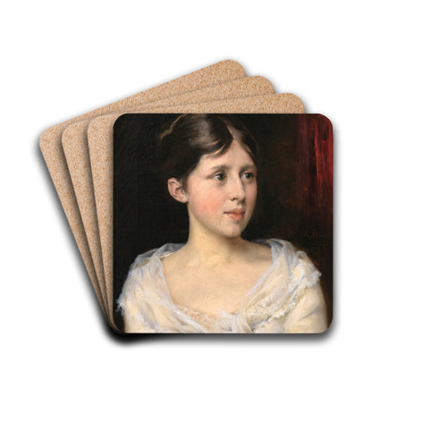 Girl in a whitedress by Albert Edelfelt Drink Coasters - set of 4