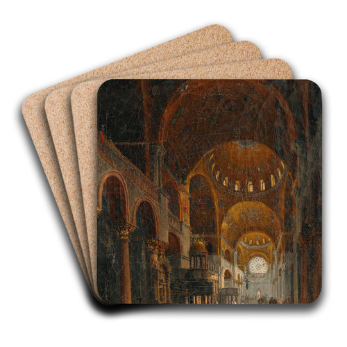 Interior of the Basilica of Saint Mark by Giuseppe Borsato Art Drink Coaster set