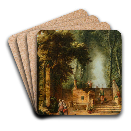Fountain in a park by Hubert Robert Art Drink Coaster set