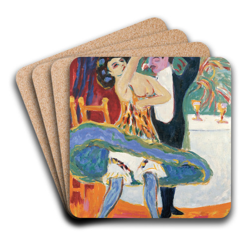 Vaudeville Theater (English Dancing Couple) by Ernst Ludwig Kirchner Art Drink Coaster set