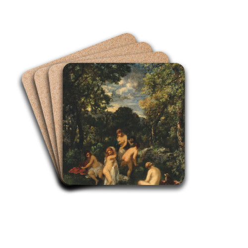 Bathers in a forest stream by Narcisse-Virgile Diaz de La Pea Drink Coasters - set of 4