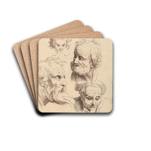Four Male Heads by Hamlet Winstanley Drink Coasters - set of 4