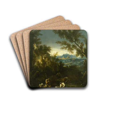 Landscape with Figures by Alessandro Magnasco Drink Coasters - set of 4
