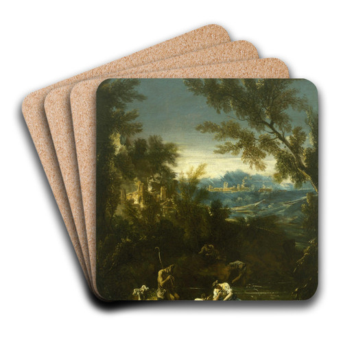 Landscape with Figures by Alessandro Magnasco Art Drink Coaster set