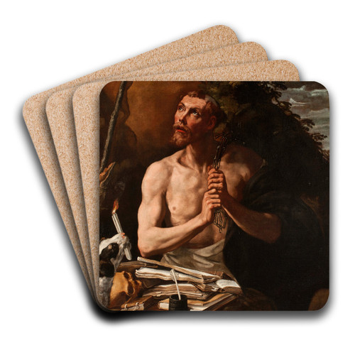 St Dominic in Penitence by Luis Tristn Art Drink Coaster set