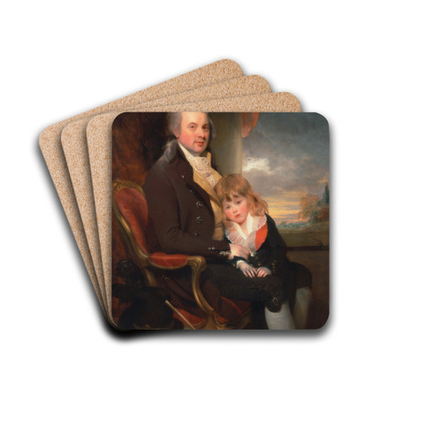 Edward George Lind And His Son, Montague by Sir William Beechey Drink Coasters - set of 4 Edward George Lind And His Son, Montague by Sir William Beechey Drink Coasters - set of 4