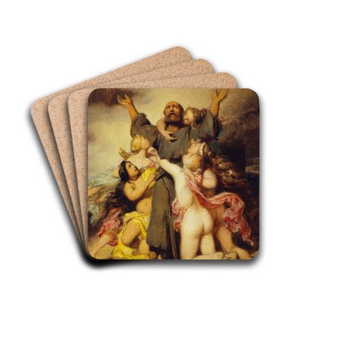 The Temptation of Saint Anthony by Paul Delaroche Drink Coasters - set of 4