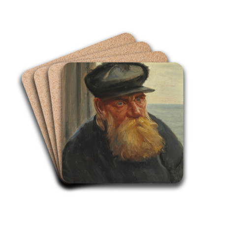 En skagensfisker med havet i baggrunden by Michael Ancher Drink Coasters - set of 4
