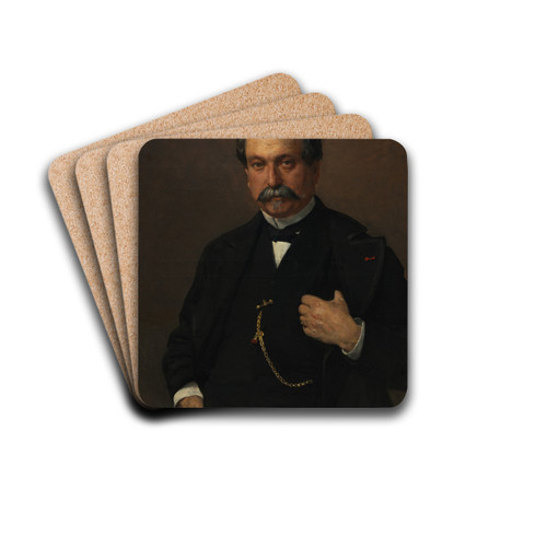 Portrait of a Man by Lon Bonnat Drink Coasters - set of 4 Portrait of a Man by Lon Bonnat Drink Coasters - set of 4