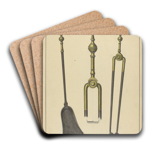 Tongs and Shovel by Hans Korsch Art Drink Coaster set Tongs and Shovel by Hans Korsch Art Drink Coaster set