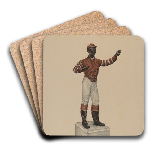 Cast Iron Dobbie - Jockey by Paul Poffinbarger Art Drink Coaster set Cast Iron Dobbie - Jockey by Paul Poffinbarger Art Drink Coaster set