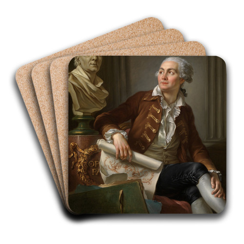Portrait of a gentleman with the bust of Denis Diderot by Jean-Simon Berthlemy Art Drink Coaster set