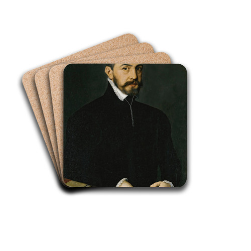 Portrait Of A Gentleman by Antonis Mor Drink Coasters - set of 4 Portrait Of A Gentleman by Antonis Mor Drink Coasters - set of 4