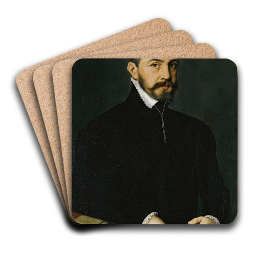 Portrait Of A Gentleman by Antonis Mor Art Drink Coaster set Portrait Of A Gentleman by Antonis Mor Art Drink Coaster set
