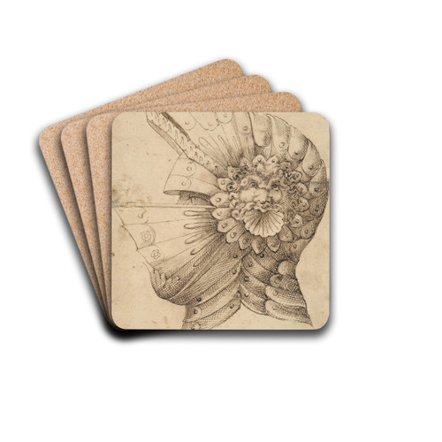 Helmet by Circle of Jacopo Strada Drink Coasters - set of 4 Helmet by Circle of Jacopo Strada Drink Coasters - set of 4