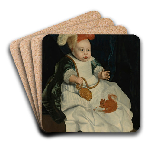 Portrait Of A Child With A Red Squirrel by Peter van Lint Art Drink Coaster set