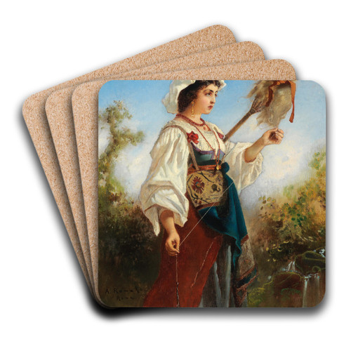 Rmische Spinnerin by Anton Romako Art Drink Coaster set