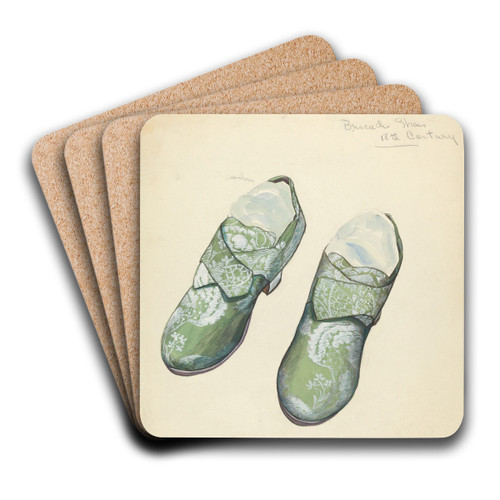 Brocade Shoes by Jean Gordon Art Drink Coaster set