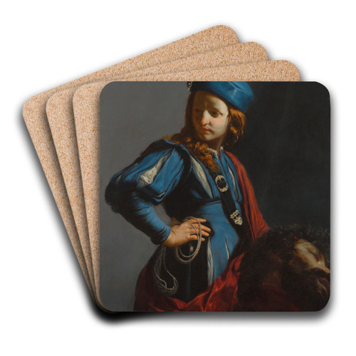 David with the Head of Goliath by Guido Cagnacci Art Drink Coaster set David with the Head of Goliath by Guido Cagnacci Art Drink Coaster set