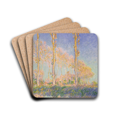 Poplars by Claude Monet Drink Coasters - set of 4