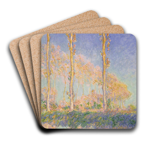 Poplars by Claude Monet Art Drink Coaster set