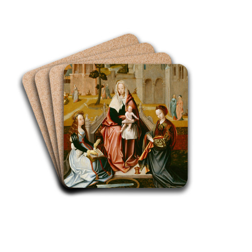 The Virgin Enthroned with St. Catherine and St. Mary Magdalene by Master of St. Severin Drink Coasters - set of 4