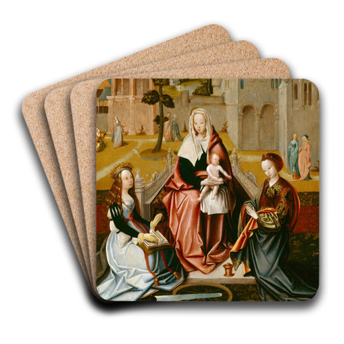 The Virgin Enthroned with St. Catherine and St. Mary Magdalene by Master of St. Severin Art Drink Coaster set