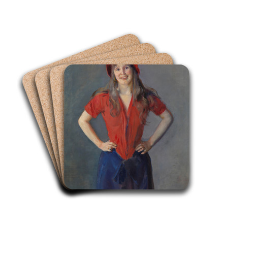 Portrait of the Painter Oda Krohg, b. Lasson by Christian Krohg Drink Coasters - set of 4