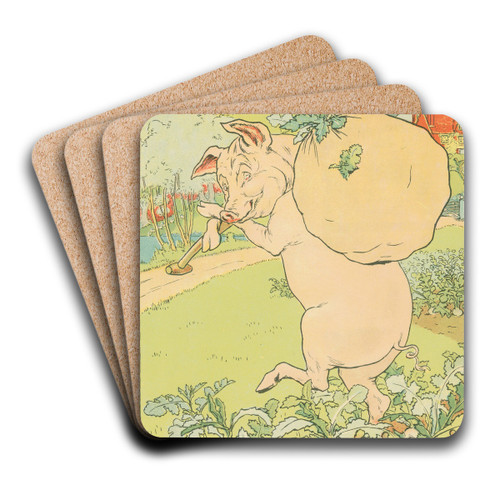 A pig in the garden by Leonard Leslie Brooke Art Drink Coaster set